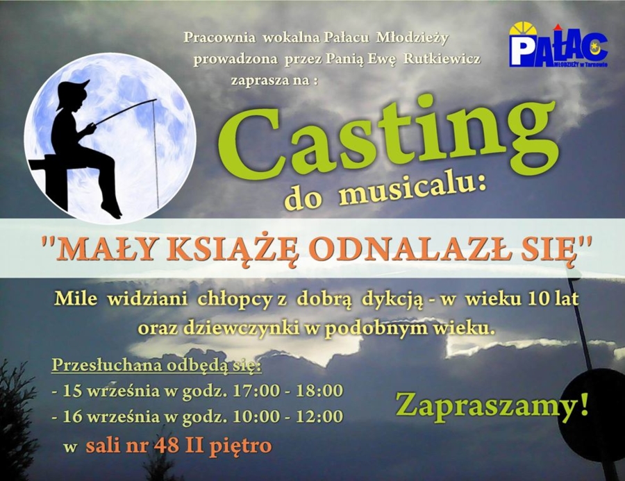 Plakat castingu do musicalu "Mały książę odnalazł się"